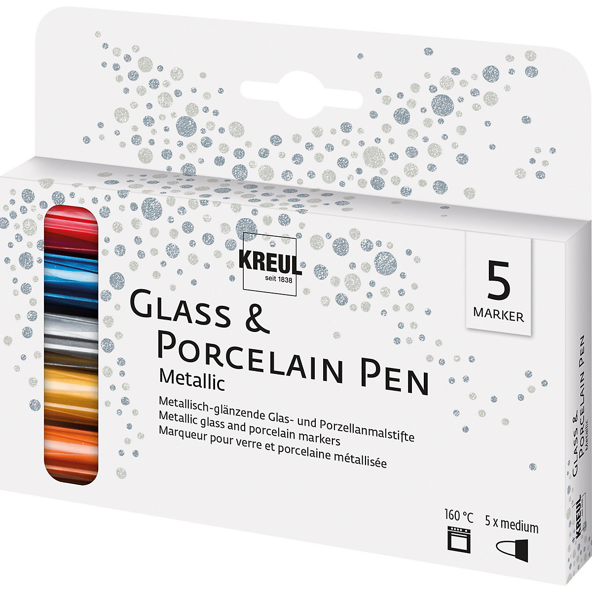 KREUL Glass & Porcelain Pen Metallic medium 5er Set