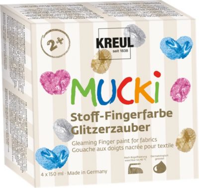 Mucki Stoff-Fingerfarbe Glitzerzauber, 4 x 150 ml