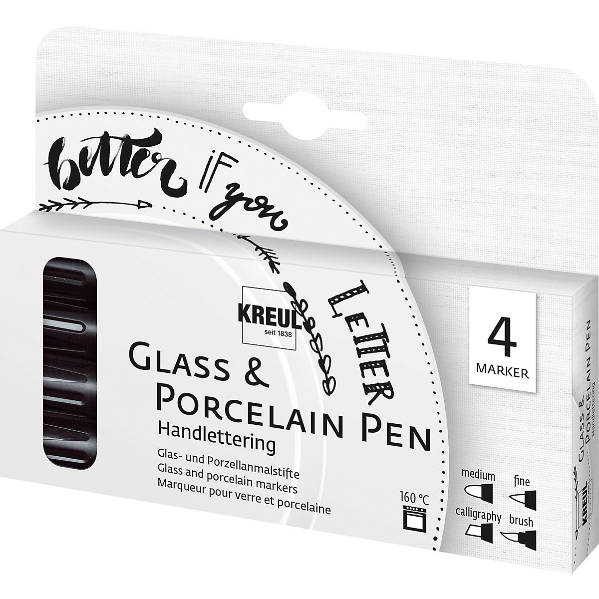 KREUL Glass & Porcelain Pen 4er Set Handlettering