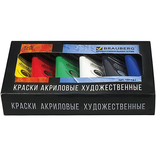 Акриловые краски Brauberg, 6 цветов от Brauberg