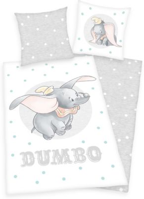 Wende-Kinderbettwsche Disneys Dumbo, Renforc, 80 x 80 cm + 135 x 200 cm