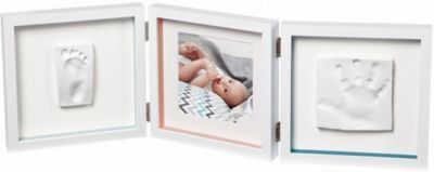 Doppelter Bilderrahmen mit transparentem Plexiglas und Farbe für einen schönen My Baby Style transparent paint Print Frame Crystal Baby Art selbstgemachten Kinder Handabdruck 