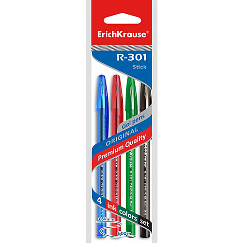 Ручка гелевая Erich Krause R-301 Original Gel 0.5, цвет чернил: синий, черный, красный, зеленый от Erich Krause