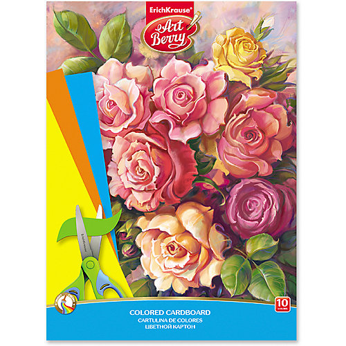 Цветной картон мелованный в папке ArtBerry «Розы», А4, 10 листов,10 цветов от Erich Krause