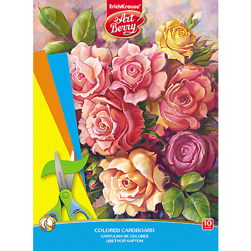 Цветной картон мелованный в папке ArtBerry «Розы», А4, 10 листов,10 цветов от Erich Krause
