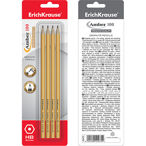 Чернографитный шестигранный карандаш Erich Krause Amber 100 HB от Erich Krause