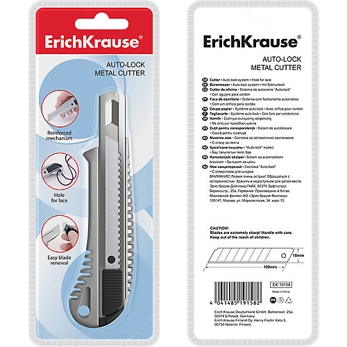 Нож канцелярский Erich Krause металлический, 18 мм от Erich Krause