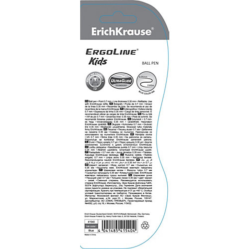 Ручка шариковая Erich Krause ErgoLine Kids, Ultra Glide Technology, синий от Erich Krause