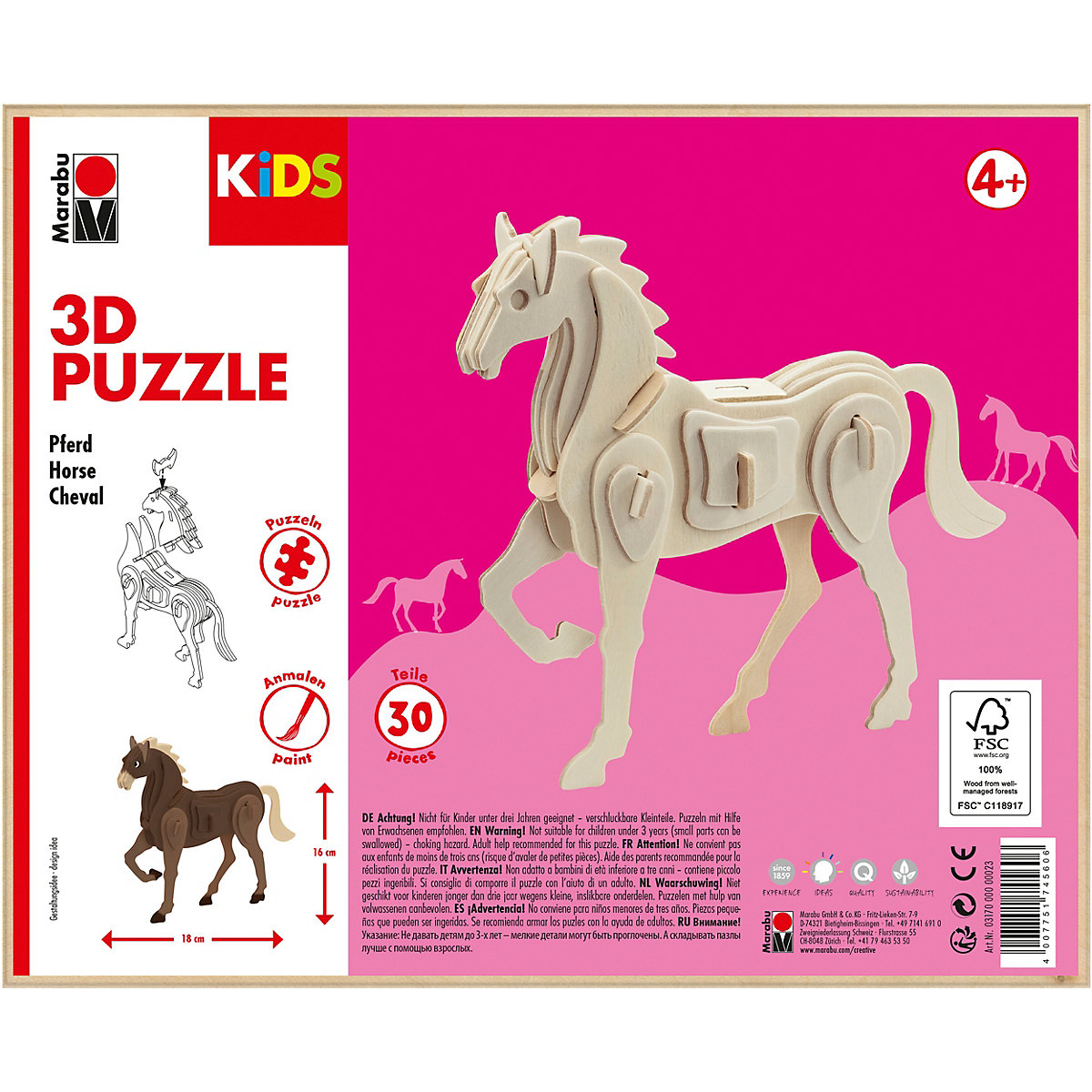 KIDS 3D Puzzle Holzbausatz Pferd