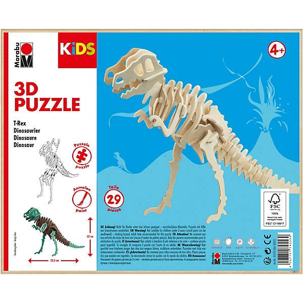KIDS 3D Puzzle Holzbausatz Dinosaurier T-Rex