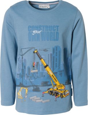Langarmshirt , Bagger blau Gr. 128/134 Jungen Kinder