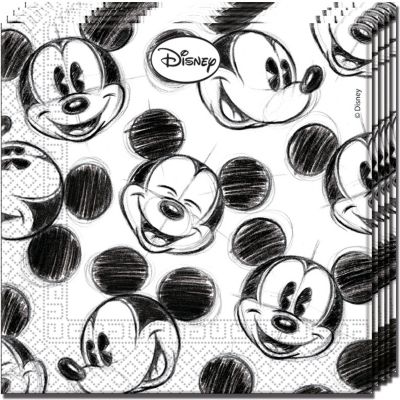 Servietten zweilagig Mickey Faces 33 x 33 cm, 25 Stck