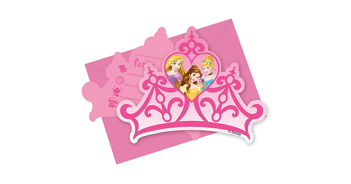 gestanzte Einladungskarten mit Umschlägen Princess Dreaming, 6 Stück