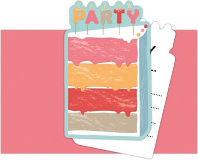 gestanzte Einladungskarten mit Umschlägen Birthday Cake, 6 Stück