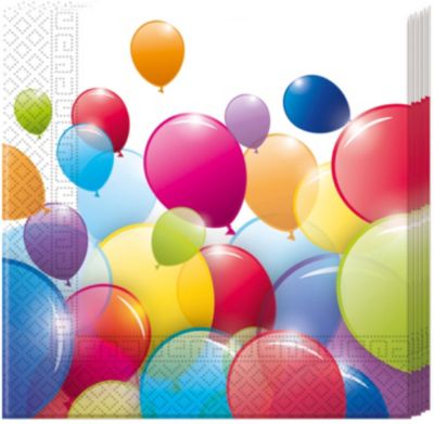 Servietten zweilagig Flying Balloons 33 x 33 cm, 20 St�ck