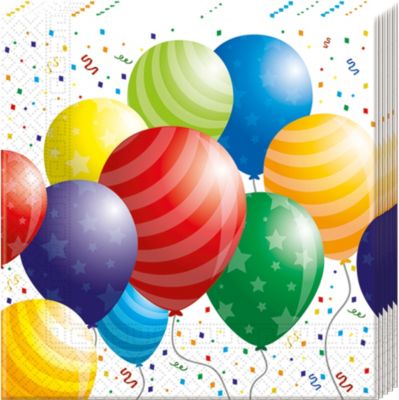 Servietten zweilagig Balloons Celebration 33 x 33 cm, 20 Stck