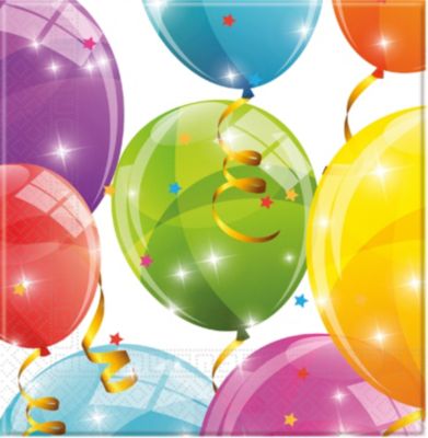 Servietten zweilagig Sparkling Balloons 33 x 33 cm, 20 Stck