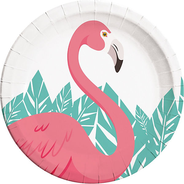 Pappteller Flamingo 23 cm, 8 Stück