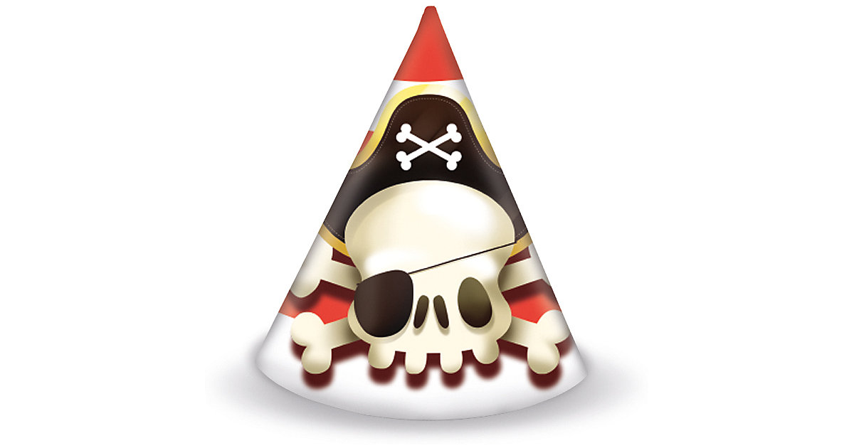 Partyhüte Powerful Pirates, 6 Stück