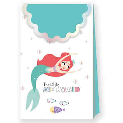 Mitgebseltüten Papier Disney Arielle  die Meerjungfrau metallic, 6 Stück
