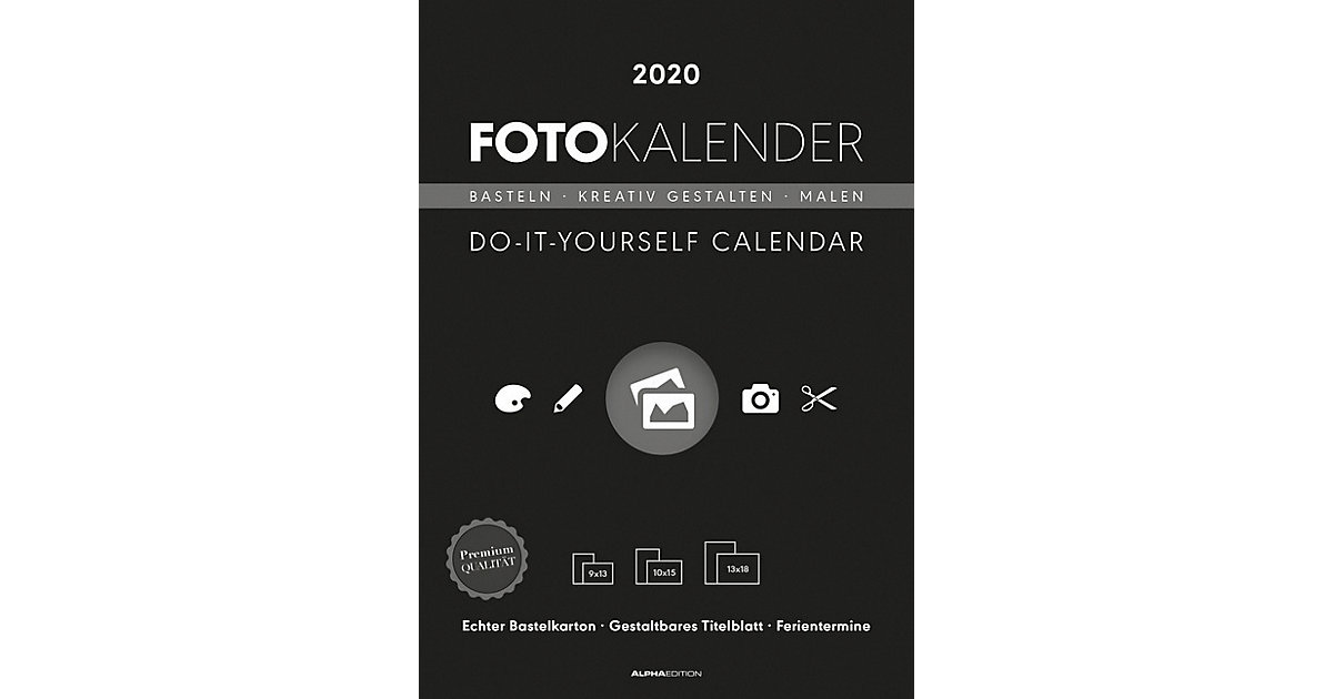 Buch - Foto-Bastelkalender schwarz 2020: Do it yourself calendar A4