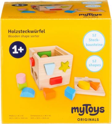 Kinder Spielzeug Lernspielzeug Mytoys Lernspielzeug Holzsteckwürfel MyToys Steckwürfel Holz bunt Sortierwürfel 
