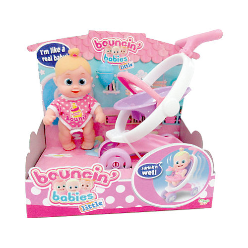 Интерактивная кукла Bouncin' Babies "Кукла Бони", с коляской, 16 см от Bouncin' Babies
