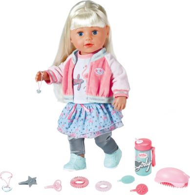 Große Puppe 105 cm mit Haaren und Kleidung blond Mädchen XXL Puppen Stehpuppe 