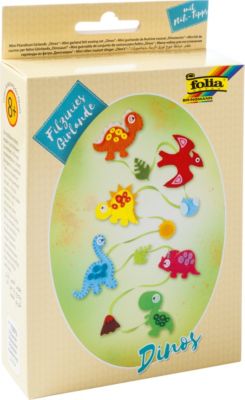 Filz-N�hset Girlande Dinos