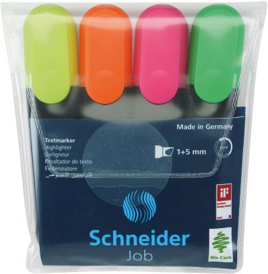 Набор текстовыделителей Schneider Novus Job, 4 цвета, прозрачный чехол