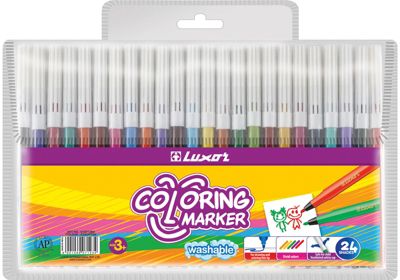 Фломастеры Luxor Coloring, 24 цвета, смываемые