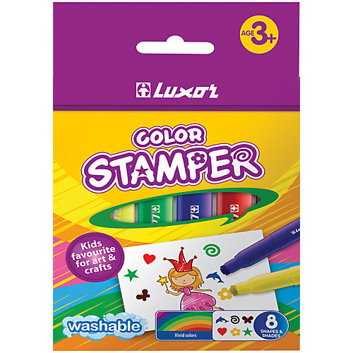 Фломастеры-штампы Luxor Color Stamper, 8 цветов, смываемые от Luxor