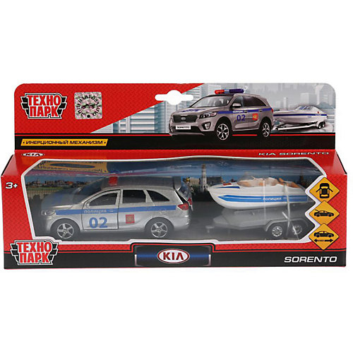 Инерционная машина Технопарк KIA Sorento Prime Полиция + лодка от ТЕХНОПАРК