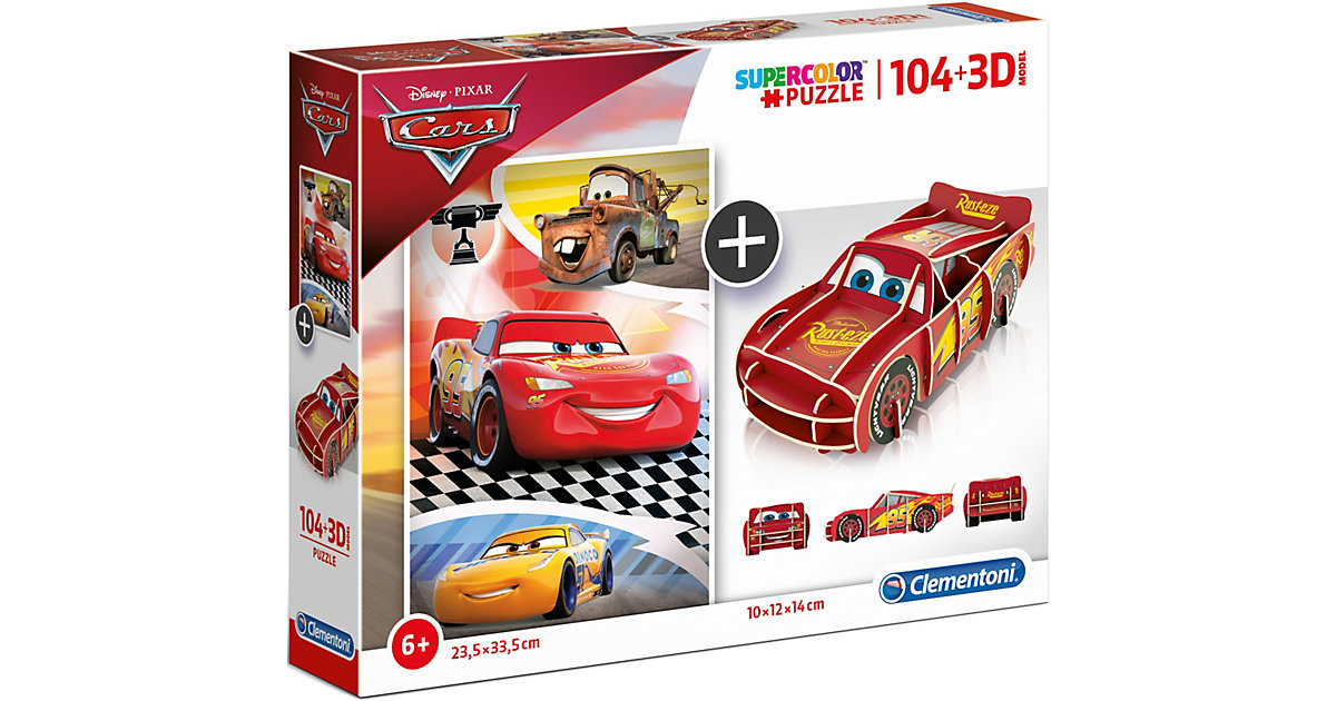 Puzzles: Clementoni Puzzle 104 Teile + 3D Modell - Cars