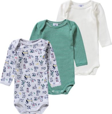 Langarmbodies 3er-Pack offwhite Gr. 62 Jungen Baby