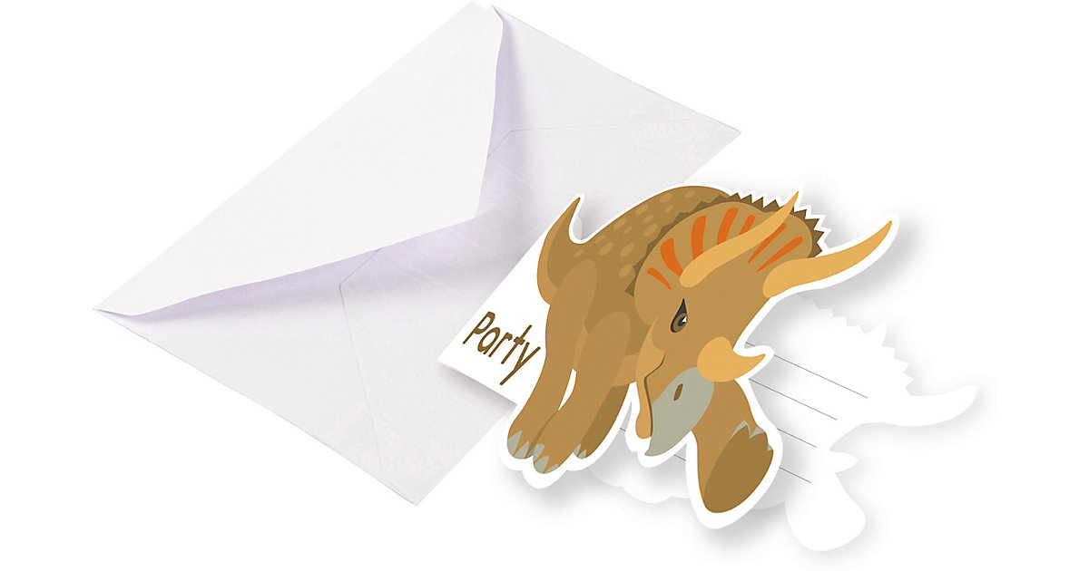 8 Invitations and Envelopes Happy Dinosaur