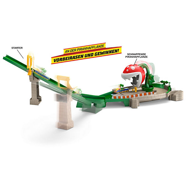 Hot Wheels Mario Kart Piranha-Pflanzen-Trackset inkl. 1 Spielzeugauto, Zubehör