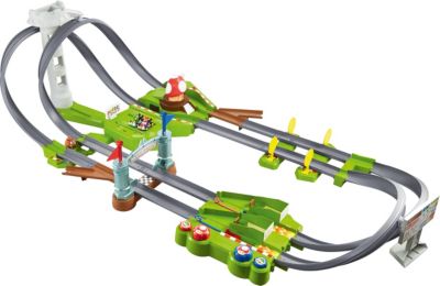 Image of Hot Wheels Mario Kart Mario Rundkurs Trackset, Autorennbahn inkl. 2 Spielzeugautos mehrfarbig
