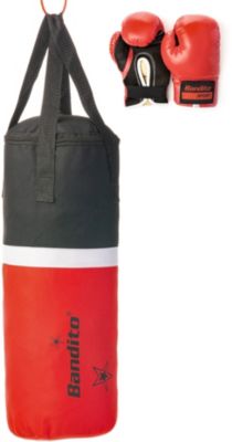 Boxsack ´´Bandito´´ KiddyStar inkl. Boxhandschuhe schwarz/rot