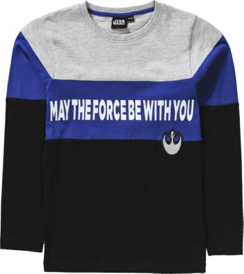 Star Wars Langarmshirt mit Silber-Badge grau Gr. 140/146 Jungen Kinder