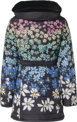 Warmer Winterparka Für Babys 2-8 Jahre - Winddichte Jacke Mit Blumen-Kapuze