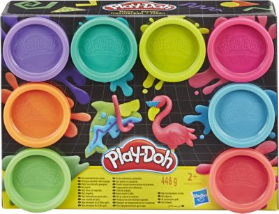 Dosen für Kinder 8 verschiedene Neon Farben HASBRO Play-Doh Knete 8 x 56g 