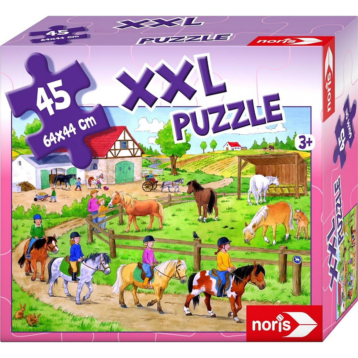 Noris XXL Puzzle 45 Teile 64x44 cm Ferien auf dem Ponyhof GU8554