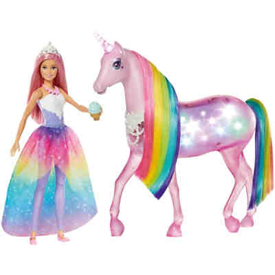 Barbie Dreamtopia Magisches Zauberlicht Einhorn mit Puppe, Licht & Geräuschen