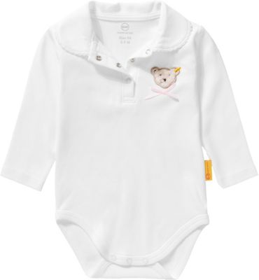 Langarmbody mit Bubikragen wei� Gr. 56 M�dchen Baby