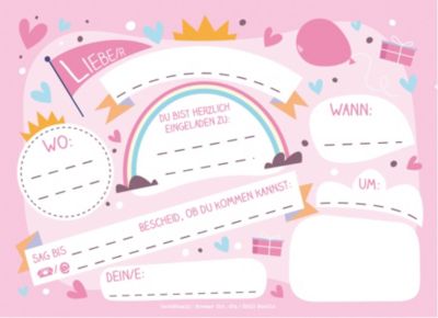 10 Einladungskarten Inkl Umschlage Prinzessin 11 Sticker Mytoys