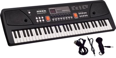 Schule Zeitloses 61-Tasten Keyboard in weiß mit USB/MP3 Port im Set inkl 