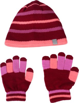 Set DAHL: Bommelmtze + Fingerhandschuhe rosa Gr. 52 Mdchen Kleinkinder