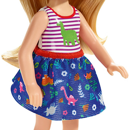 Мини-кукла Barbie Семья Челси, блондинка в топе с динозавром от Mattel