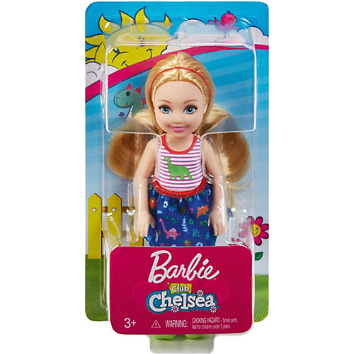Мини-кукла Barbie Семья Челси, блондинка в топе с динозавром от Mattel